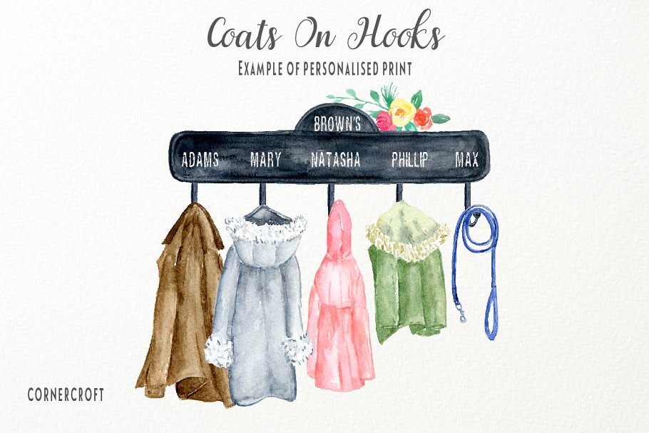 手绘水彩卫衣外套剪贴画合集 Coats and Hooks Print Creator插图(9)