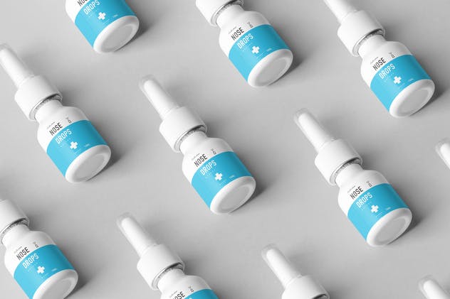 滴鼻药剂瓶和包装盒样机2 Nose Drops Mock-up 2插图(7)