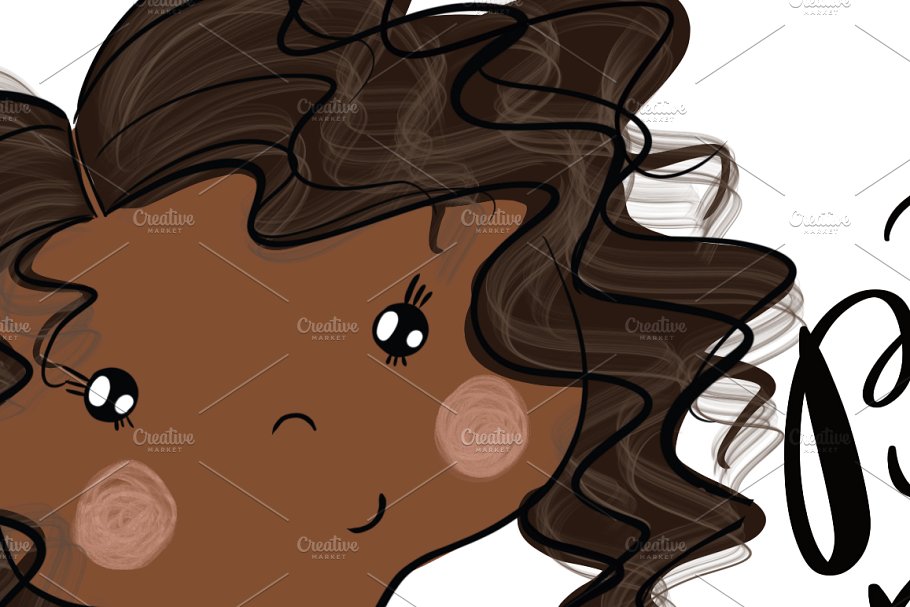 可爱女孩和独角兽女孩卡通形象插画 Cute Girls & Unicorn Girl Collection插图(1)