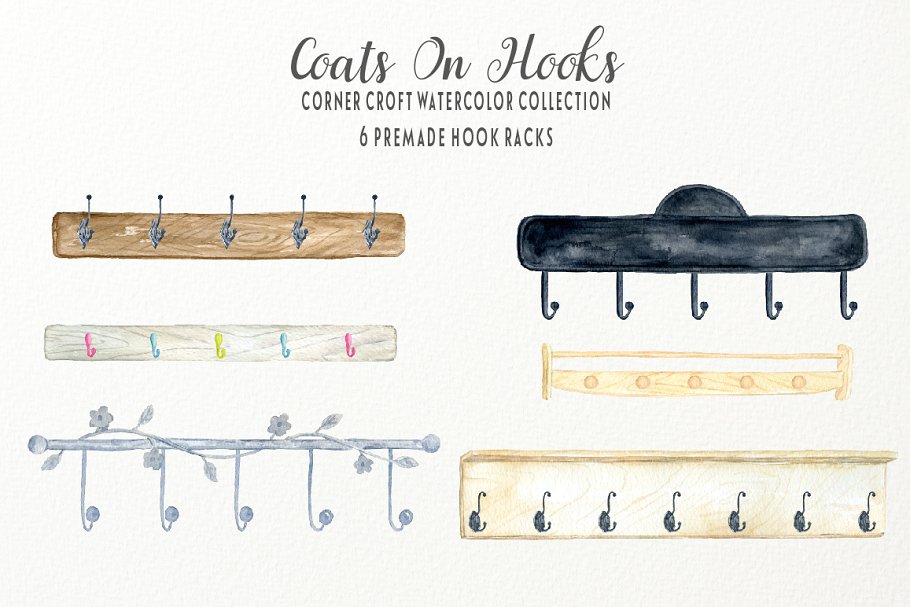 手绘水彩卫衣外套剪贴画合集 Coats and Hooks Print Creator插图(4)