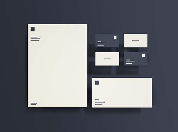 企业品牌标识设计效果图办公用品样机模板 Birds-eye Branding Mockup