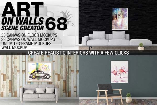 时尚简约的画框和墙壁样机