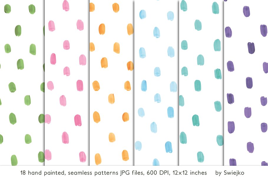 彩色水彩无缝图案纹理 Pastel Watercolor patterns, seamless插图(2)