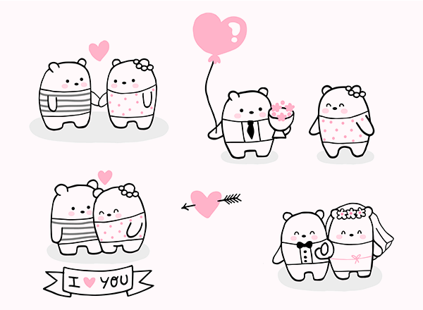 恋爱中的小白熊 Lovely bears in love set