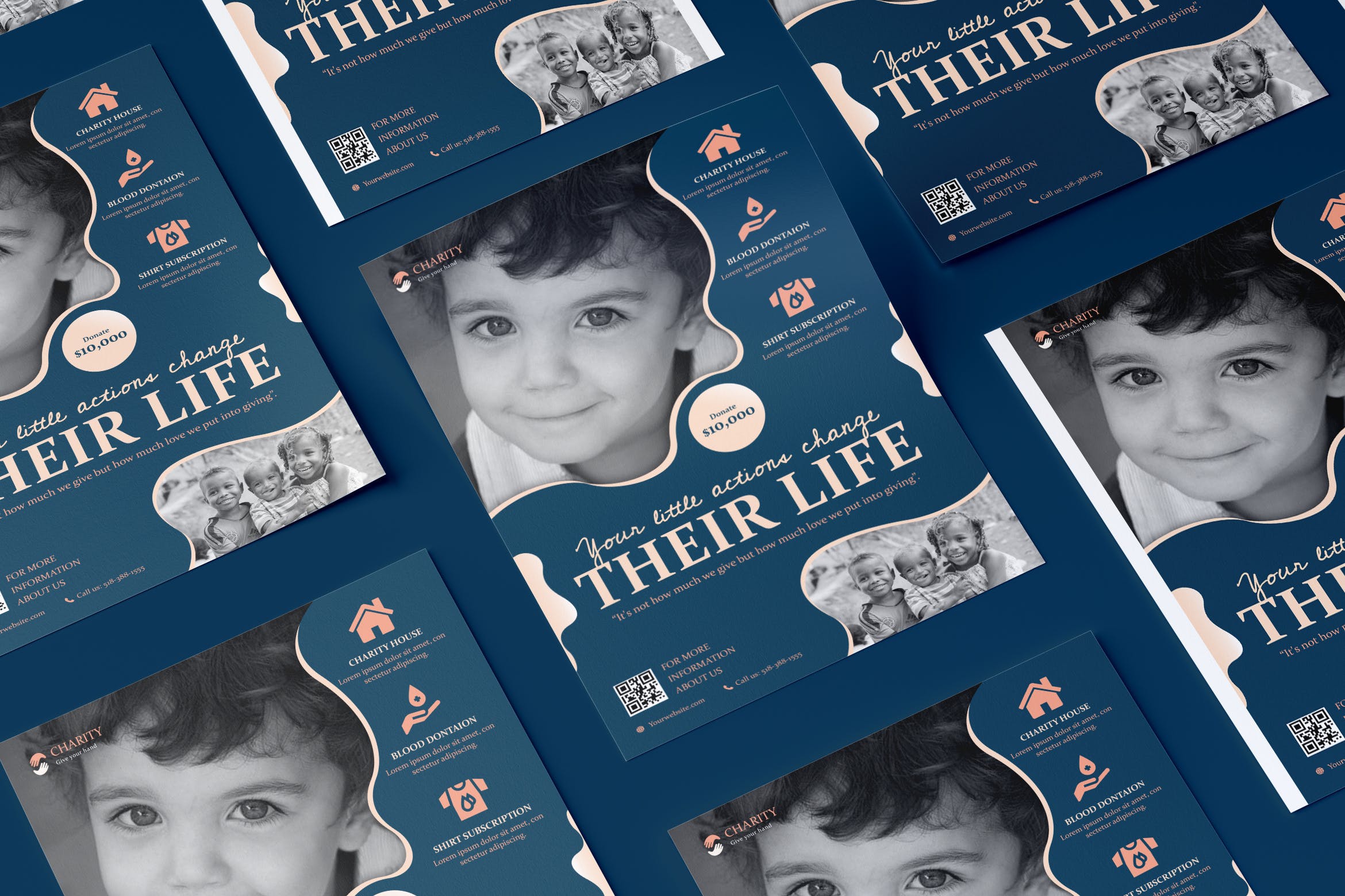 慈善机构/非政府组织/非营利机构简介传单设计模板v2 Charity, NGO, Non-Profit Flyer PSD Template插图