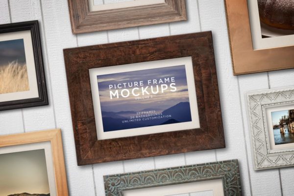 古典实木相框样机模板v2 Picture Frame Mockups Volume 2