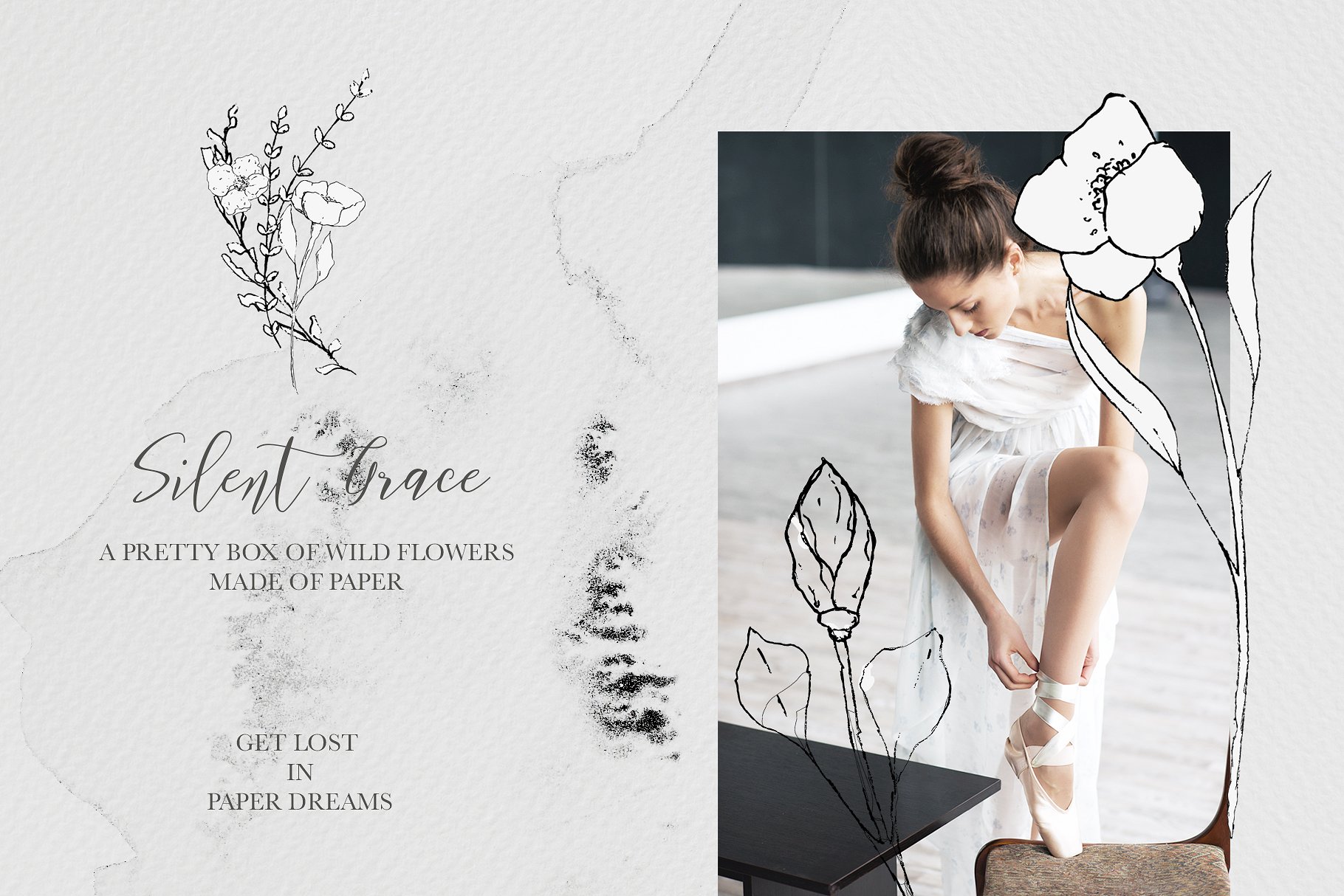 优雅风格手绘花卉插图&字母素材 Floral Alphabet & Illustrations插图(4)