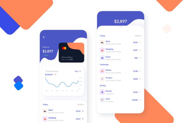 手机钱包APP应用银行卡/信用卡管理界面设计素材库精选模板 Card Manager Mobile UI – TG