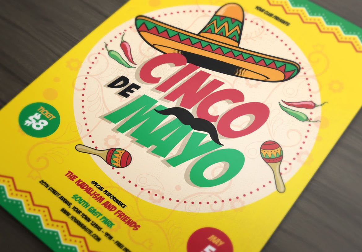 五月五日墨西哥爱国主义节日庆祝活动海报PSD素材素材库精选模板 Cinco de Mayo Celebration插图(2)