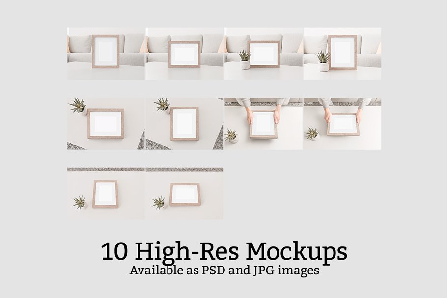10款实木相框画框样机 10 Wooden Picture Frame Mockups插图(1)