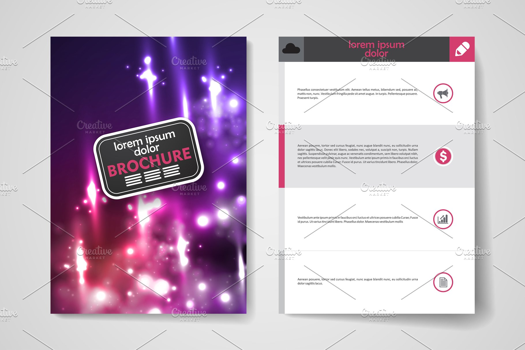 荧光DNA链条抽象图形画册模板 Set of Beautiful Brochures插图(19)