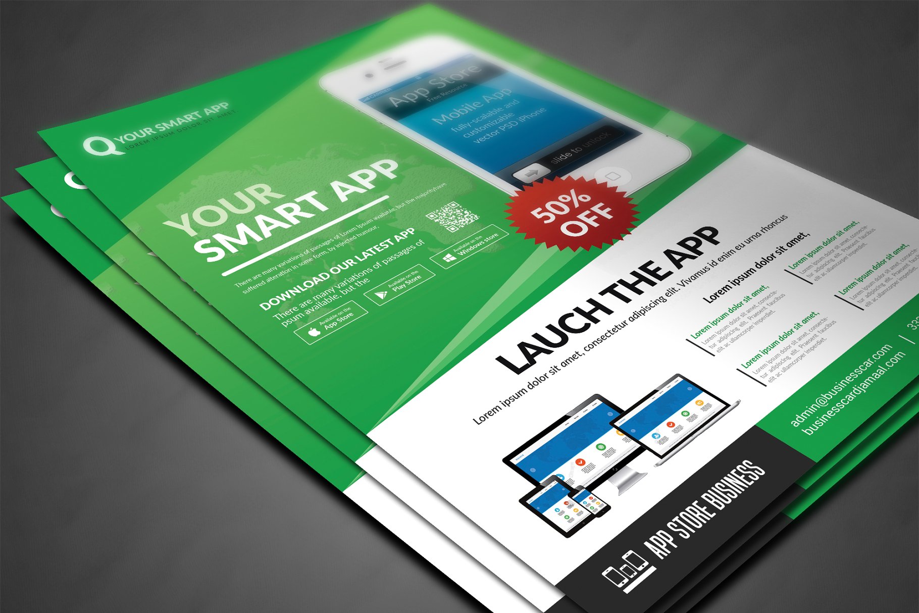 手机应用程序网站开发推广宣传单设计素材 Mobile App Flyer Template插图(2)