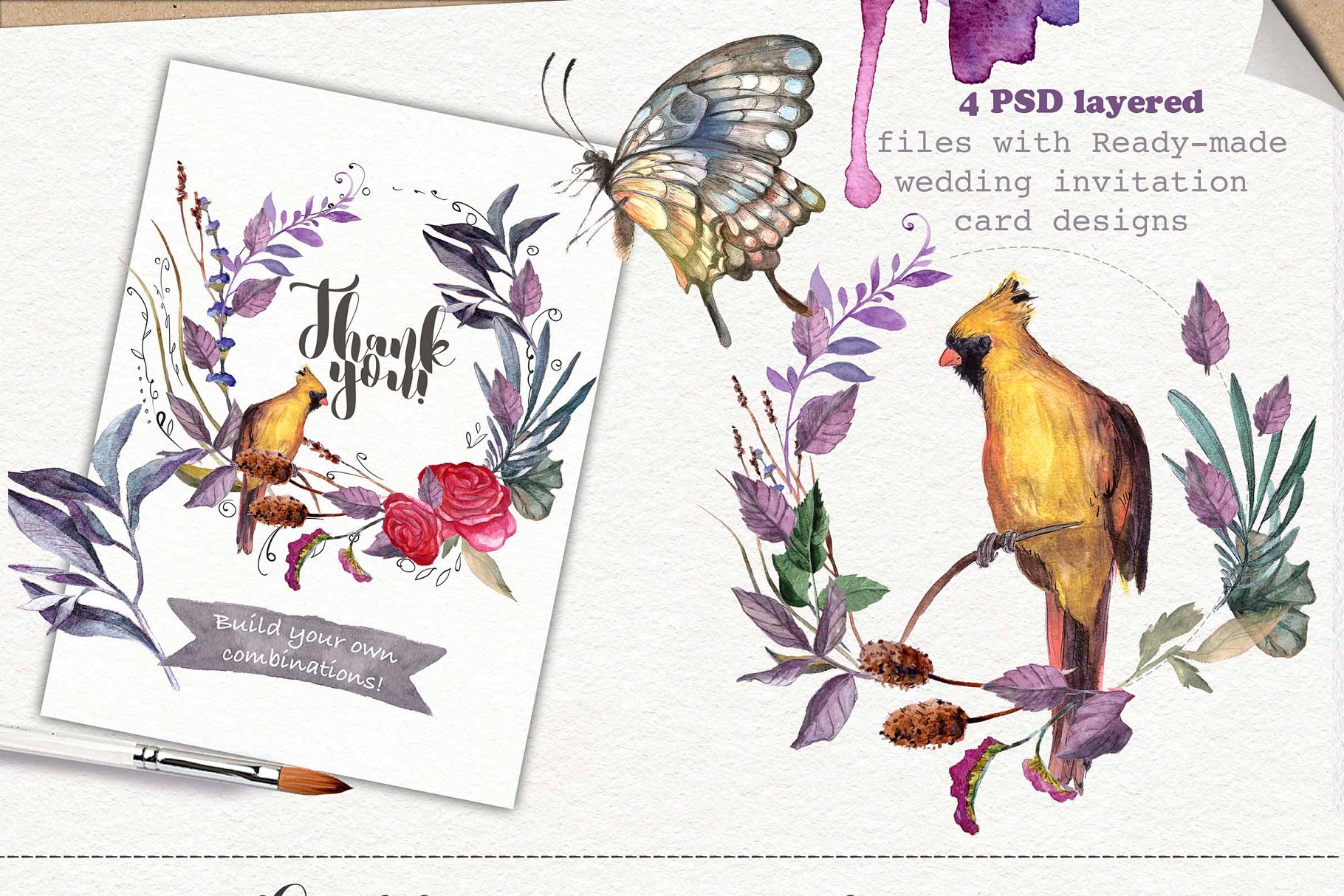 水彩花环插画素材 Watercolor wreaths vol.2插图(2)