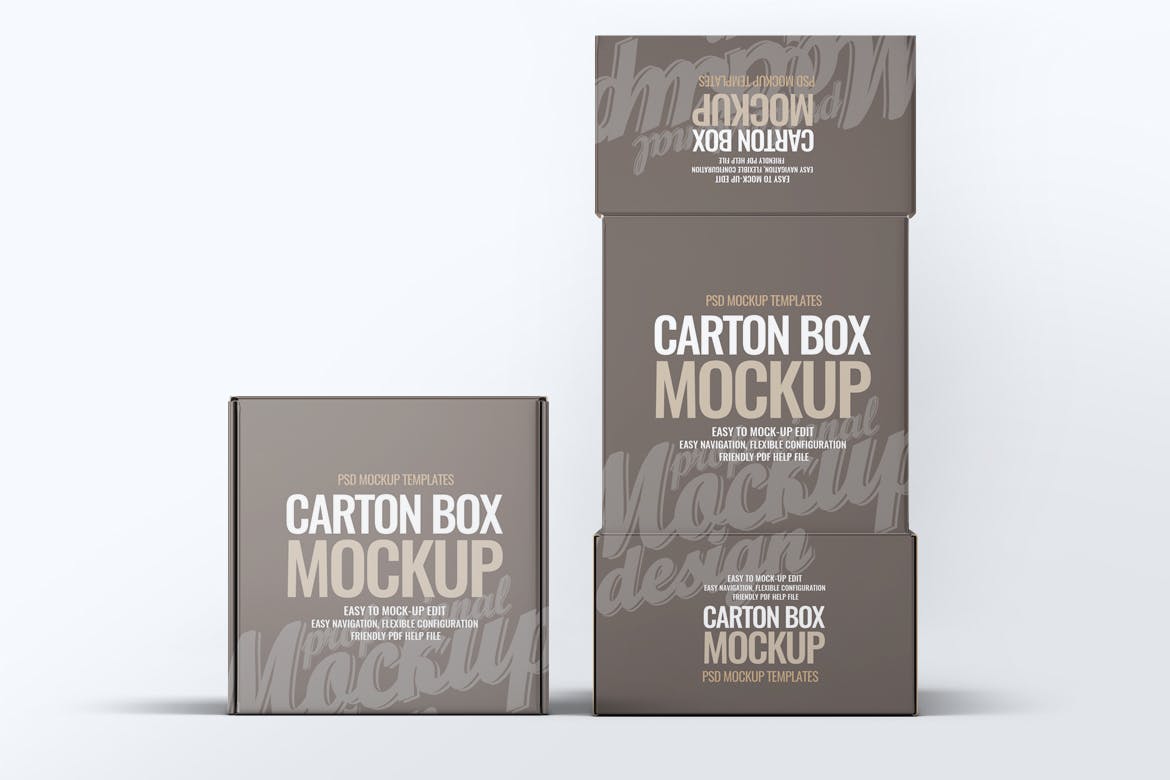 硬盒纸箱包装外观设计样机v1 Carton Box Mock-Up v.1插图(8)