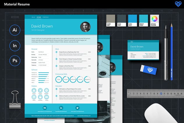 三套简洁求职简历模板 Material Resume插图(1)