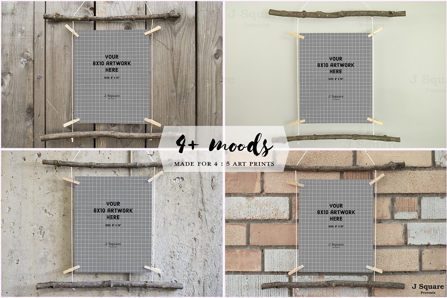 别具一格的艺术作品展示样机 Rustic Mock Ups for 8×10 Art Prints插图(1)