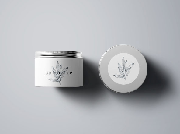 面霜化妆品包装设计效果图样机 Cosmetics Jar &amp; Box Mockups – PSD