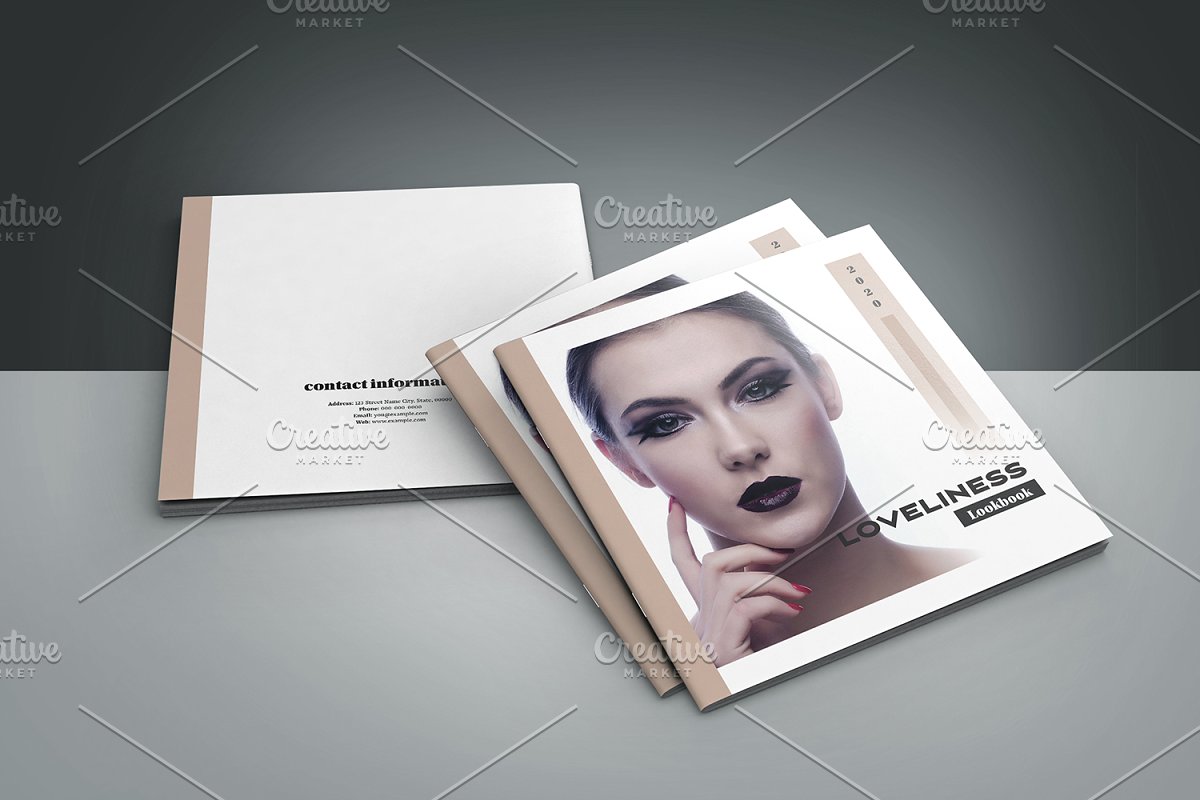 女性时尚摄影方形画册设计模板插图