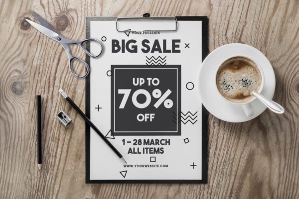 简约文字排版促销广告海报模板设计 Big Sale Flyer