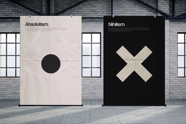 布料质地卷轴广告海报样机模板 The Fabric MockUp插图(6)