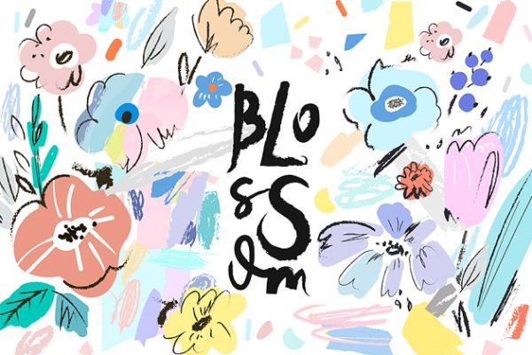随手手绘花卉图案插画 Blossom