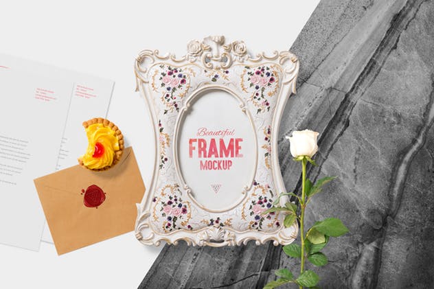美丽复古照片画框样机模板 Beautiful Photo Frame Mockups Scenes插图(3)