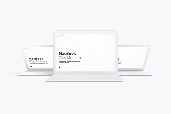 MacBook笔记本电脑多屏幕预览前视图样机03 Clay MacBook Mockup, Front View 03