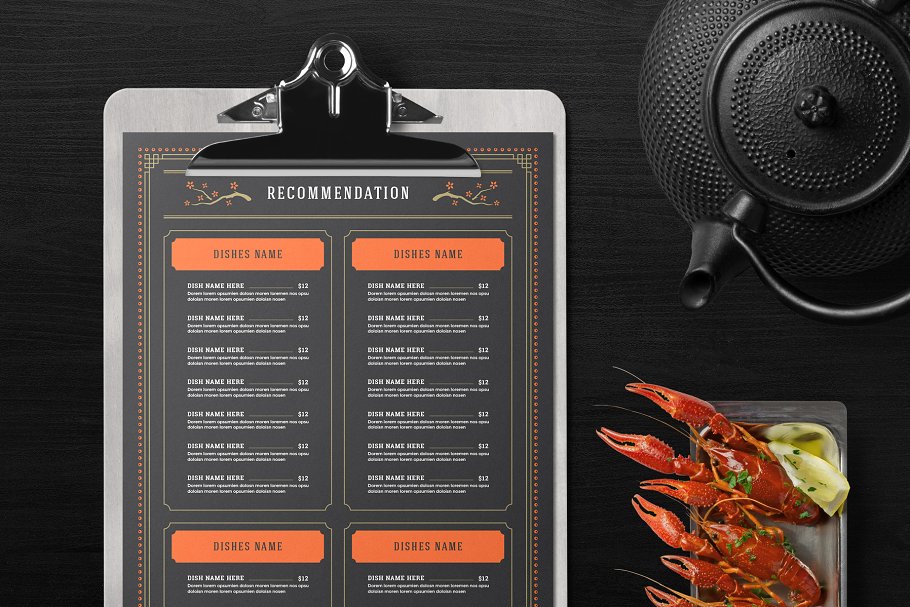 寿司美食菜单设计模板&品牌Logo设计 Sushi Menu Template and Logo插图(1)