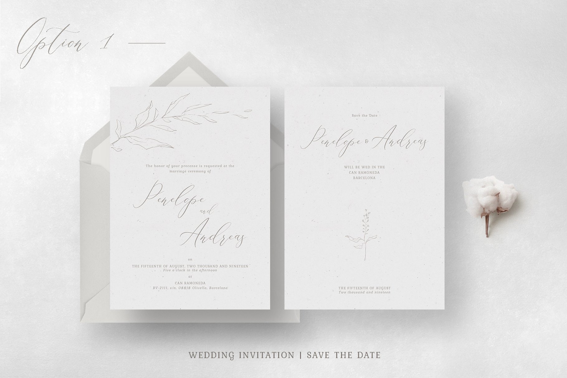 高雅花卉图案婚礼邀请函设计模板 Elegant Floral Wedding Suite插图(7)