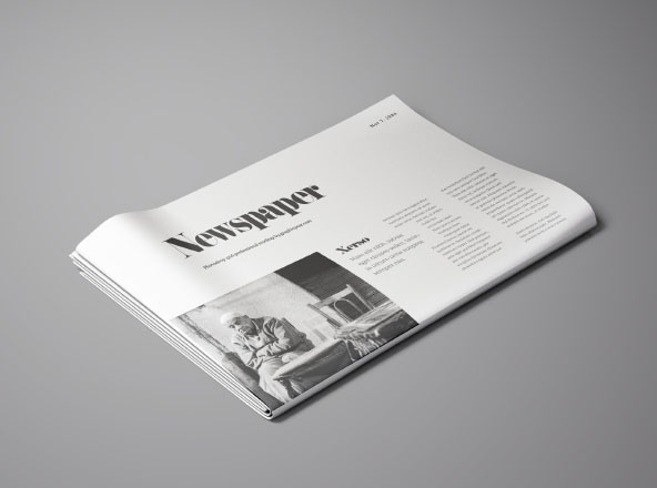 报纸版头设计透视图样机模板 Perspective Newspaper Mockup