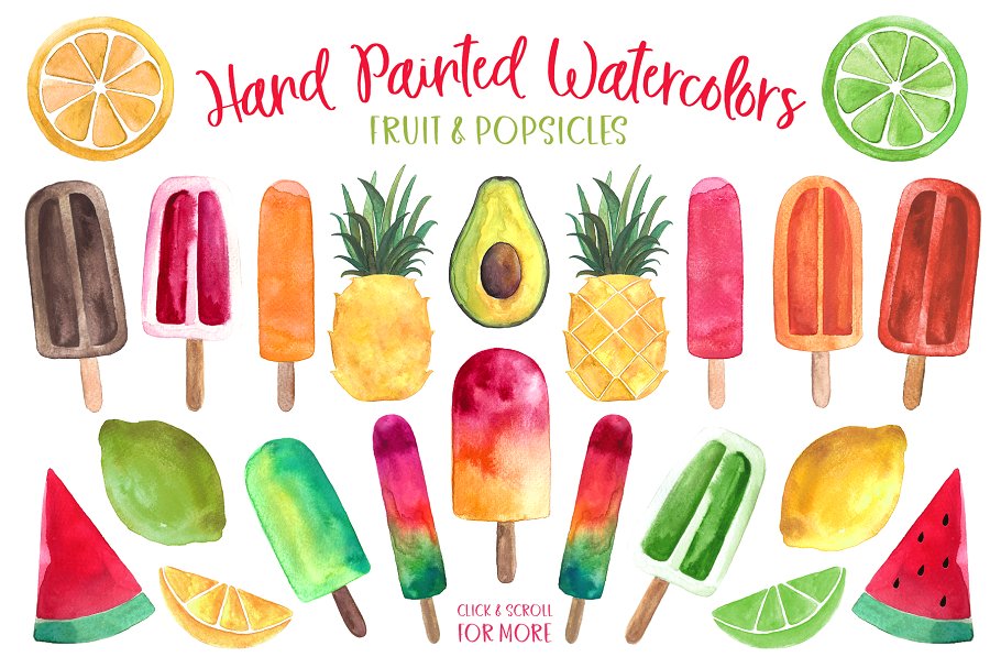 新挑选的水彩素材和字体工具包 Fresh Picked Watercolor & Font Kit插图(1)