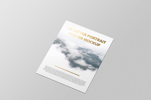 美国信纸规格海报传单/信头样机 US Letter Portait Flyer / Letterhead Mockup插图(15)