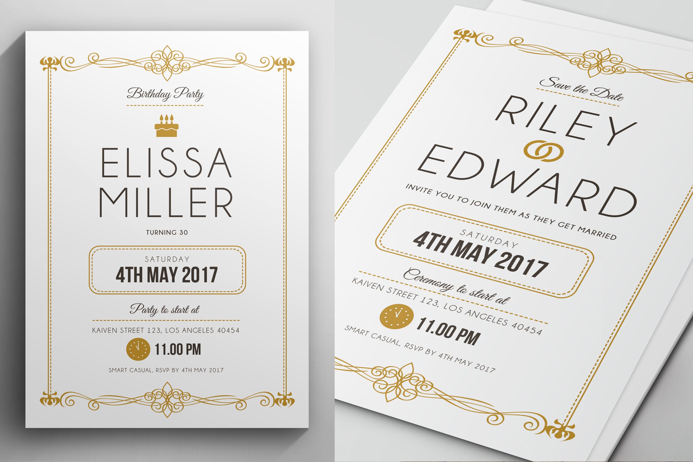 简约文字排版风格婚礼婚宴邀请函设计模板 Simple Elegant Invitation插图