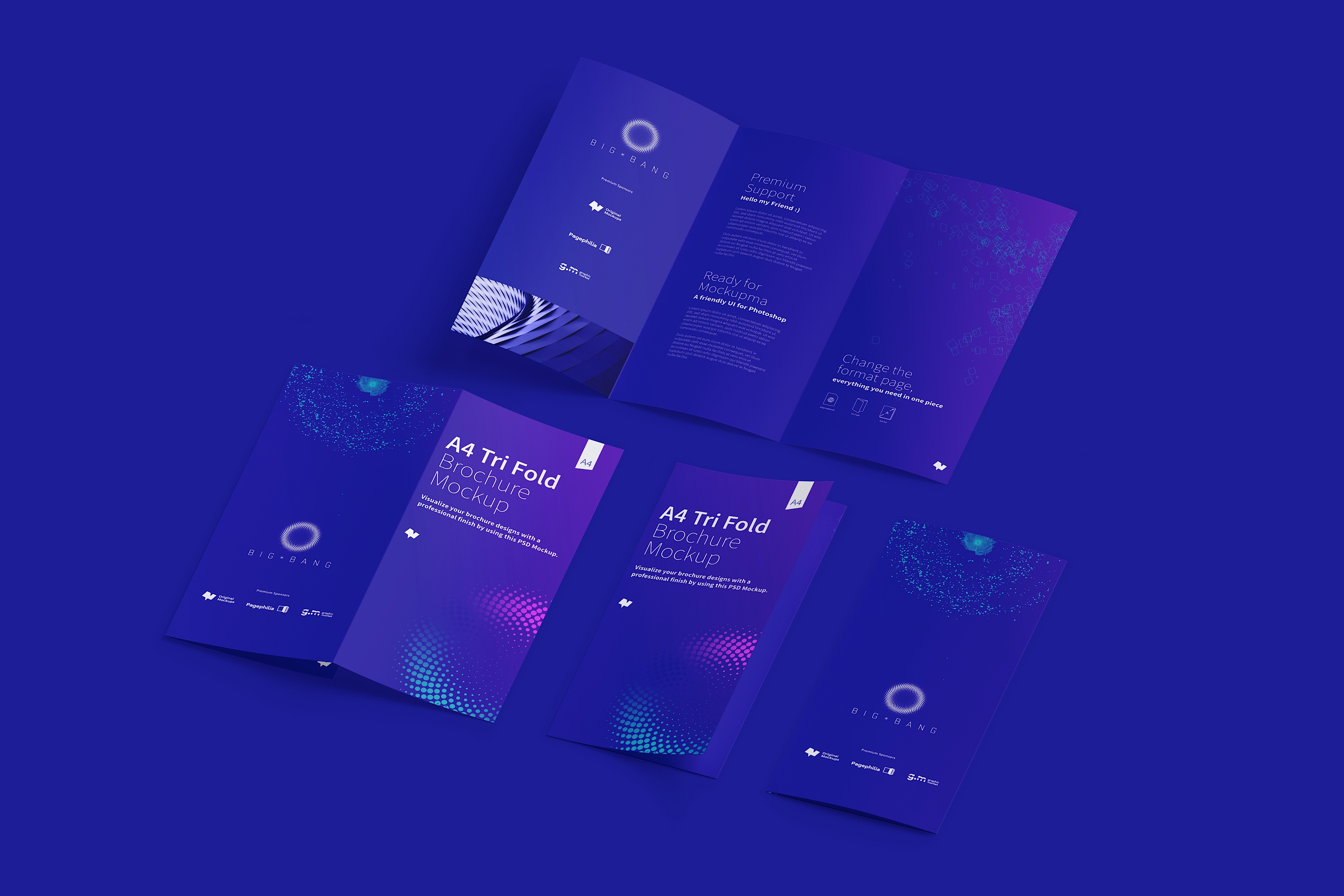 A4大小三折页企业宣传传单设计效果图样机模板05 A4 Trifold Brochure Mockup 05插图(3)