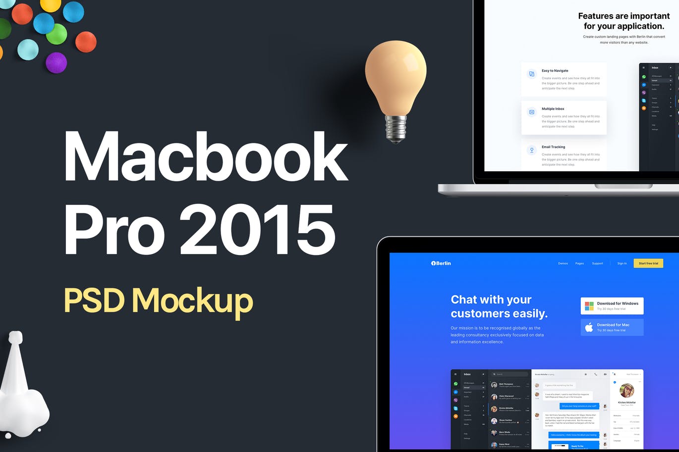 Apple MacBook Pro笔记本电脑屏幕演示样机模板 Apple Macbook Pro Mockup插图