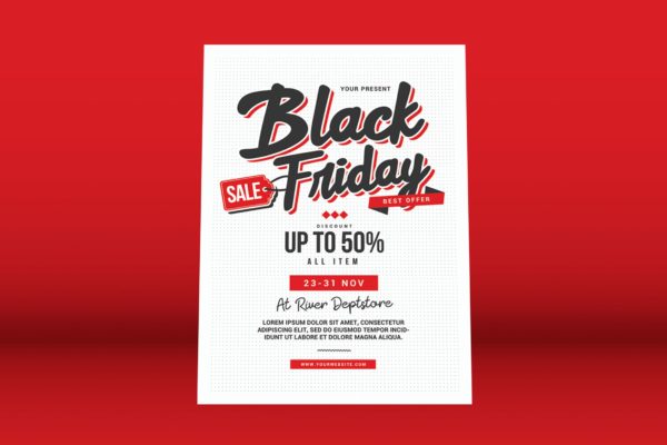 黒五全场促销优惠广告海报传单模板 Black Friday Sale Flyer