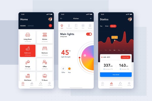 iOS&amp;Android智能家居APP应用UI设计套件 Smart Home App – iOS &amp; Android UI Kit