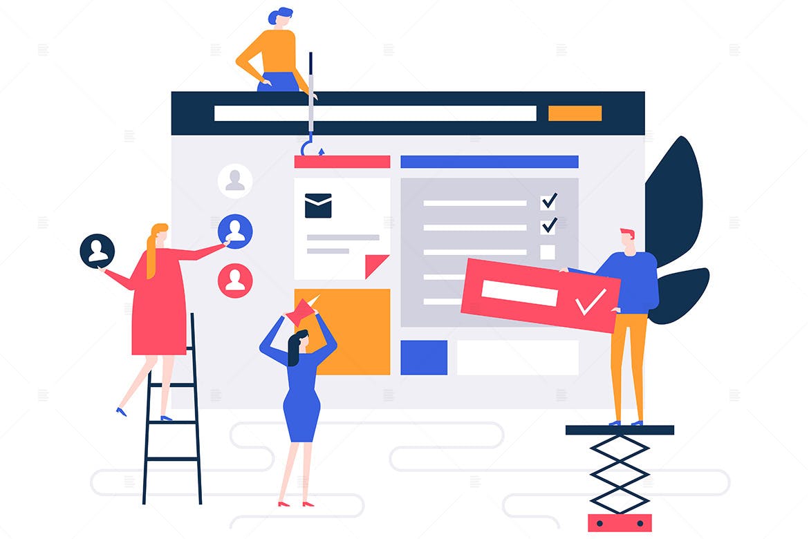 高效规划主题扁平设计风格概念插画 Efficient planning flat design style illustration插图(1)