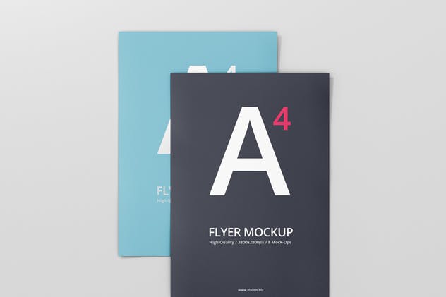 A4简约风贺卡/传单样机展示模板 A4 Flyer Mock-Up插图(10)