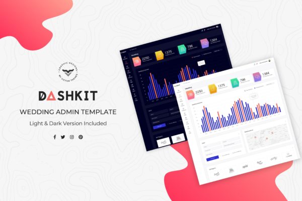 婚纱摄影/婚庆服务公司网站管理后台UI设计素材库精选套件 Wedding Admin Dashboard UI Kit