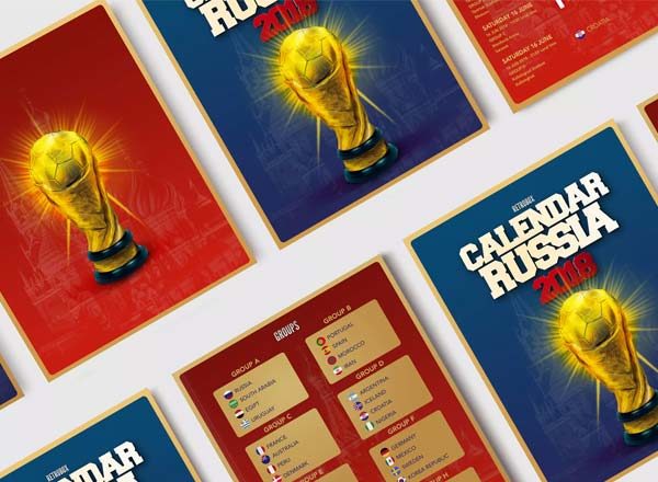 2018世界杯足球比赛赛程日历画册手册模板下载[PSD]