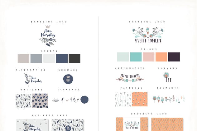 花卉/手绘个性装饰元素品牌Logo设计模板 Personal Branding Logos插图(7)