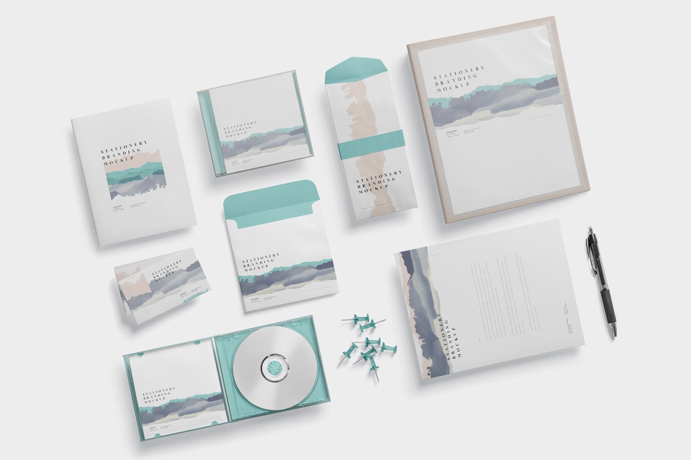 办公用品套装品牌VI设计预览样机模板 Stationery Branding Mockups插图(2)