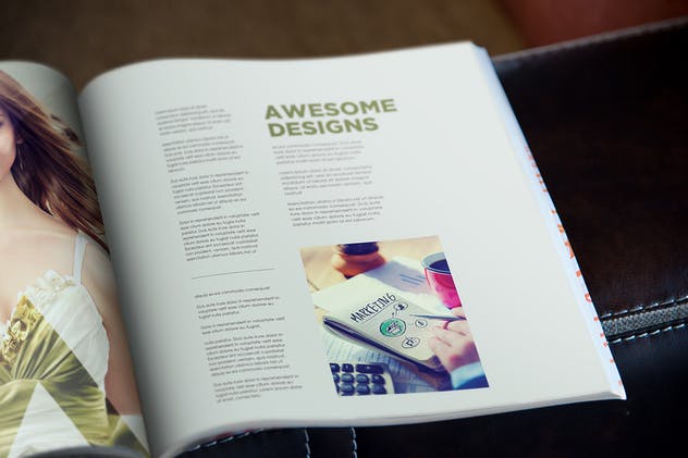 方形时尚杂志封面&内页设计样机模板 Square Fashion Magazine Mockup插图(5)