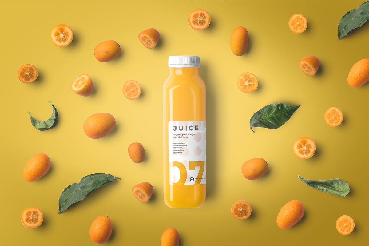 果汁瓶罐包装样机 Juice Bottle Mockups插图