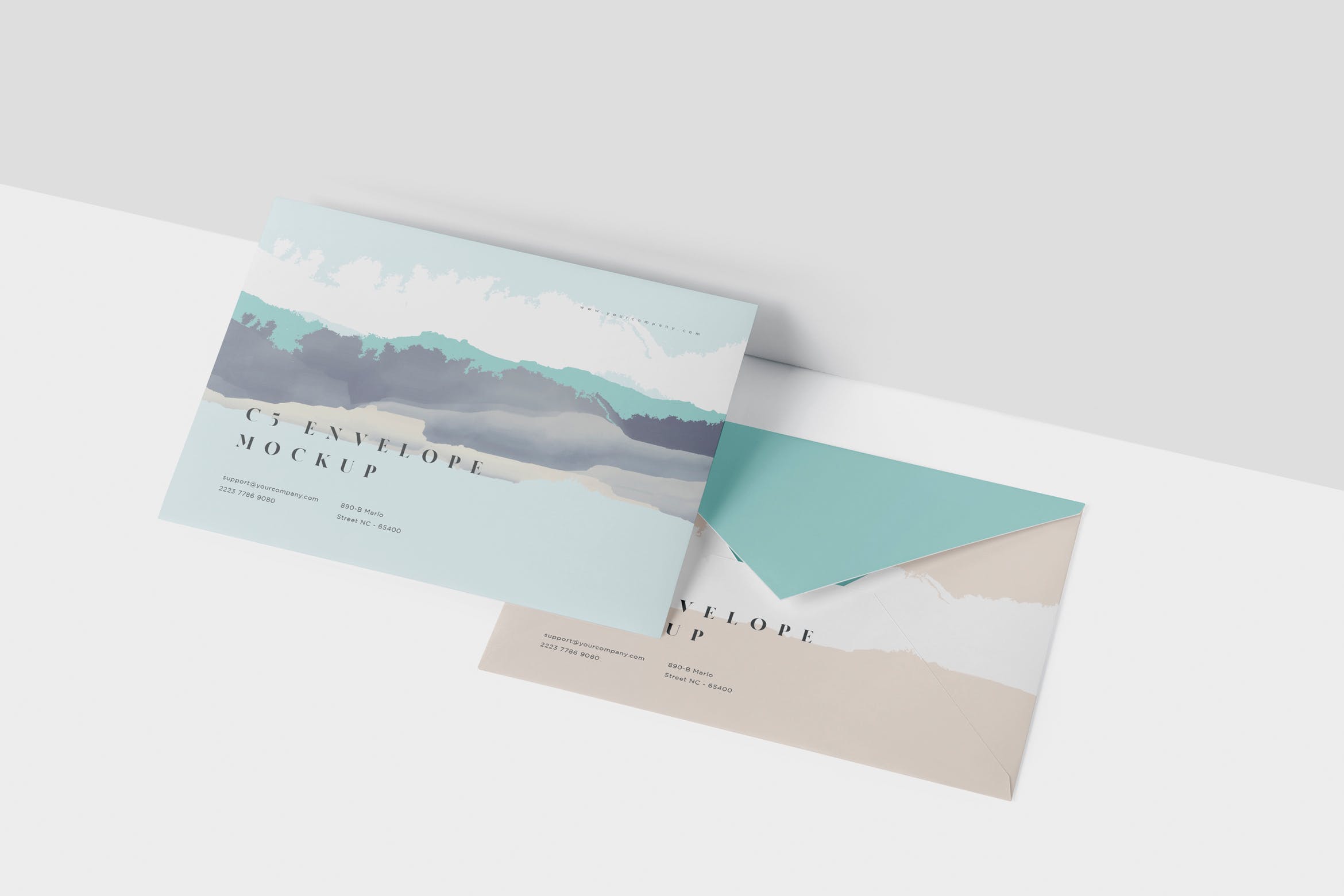 C5规格企业信封设计效果图素材库精选 Envelope C5 Mock-Up Set插图