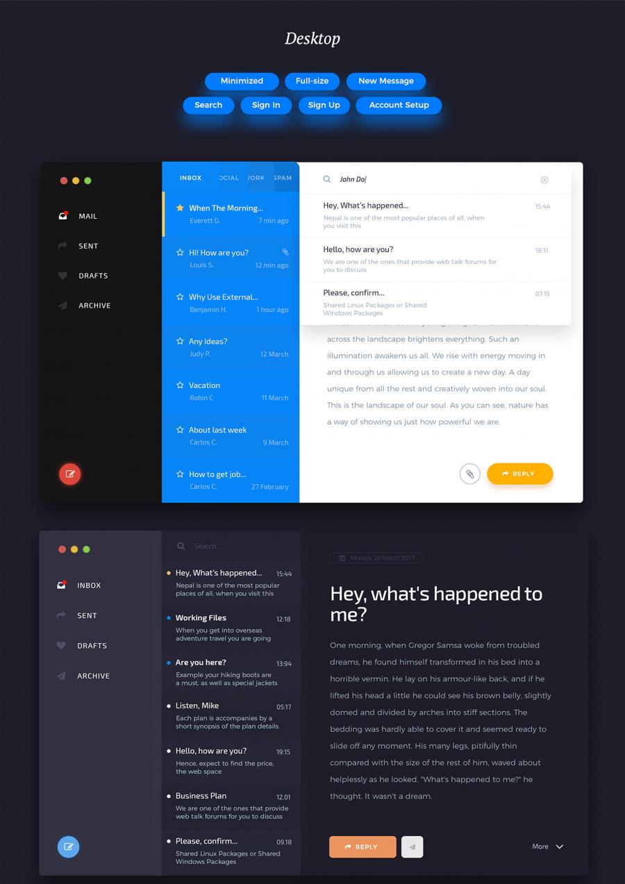 一套支持多种设备分辨率的邮件UI KITS下载[PSD,Sketch]插图(10)