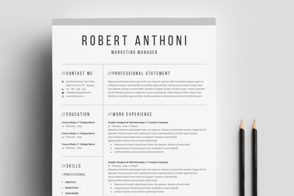 清新简约专业个人简历电子简历模板 Clean Professional Resume Template