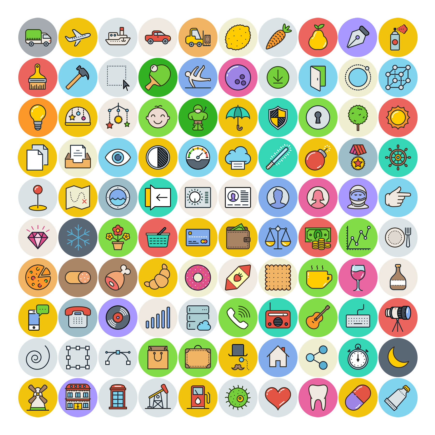 UniGrid Flat Icon Set