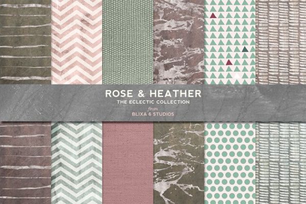 自然的玫瑰石英粉色调大理石纹理 Rose &amp; Heather Silvered Graphics